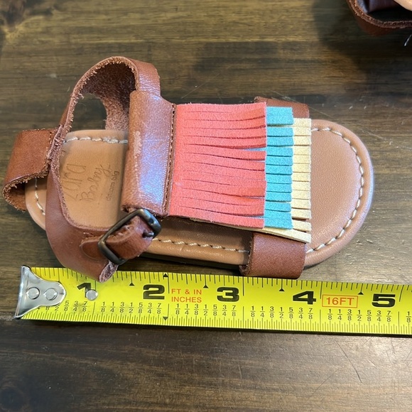 Zara Baby Girl Sandals Leather Fringe Tassel Boho Pink Blue Yellow 2-3 - Picture 5 of 7